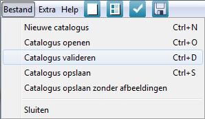 3.9.2 De catalogus valideren Als je oordeelt dat de catalogus klaar is om op te laden in e-catalogue, moet je hem eerst valideren in de Catalogue Editor.