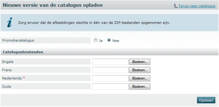 Klik op de naam van de catalogus waarvoor je een nieuwe versie wilt opladen, om de pagina met versies te openen.