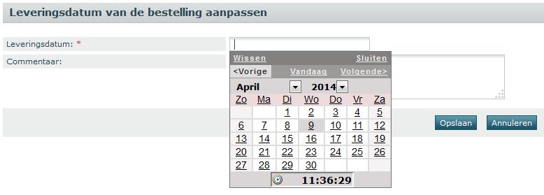 7.4 De leveringsdatum aanpassen Je kunt op elk moment aangeven op welke datum je de bestelling zal leveren.