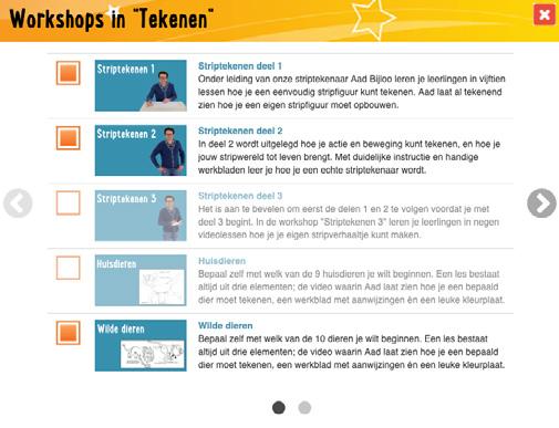 De workshops op een tabblad In ons voorbeeld bevat het tabblad Tekenen meer dan vijf workshops. Ik kan door de strook met workshops scrollen om te zoeken naar de workshop die je wilt gaan gebruiken.