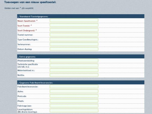 Hoofdstuk: Speeltoestel toevoegen Speeltoestel toevoegen Wanneer u klikt op 'SPEELTOESTEL TOEVOEGEN' dan wordt u door