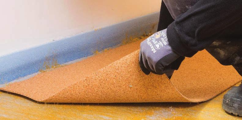 Vloer en wand afwerken: bouwakoestiek Akoestische ontkoppeling met kurk en rubber Eenvoudige, uiterst snelle plaatsing.