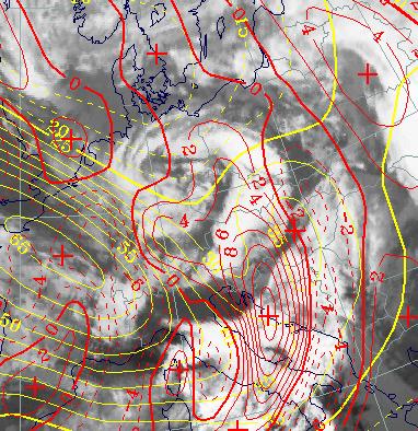 Zie Fig 20: schematische weergave van de TFP en CA bij een comma Fig 21: 13 Februari 1997 18:00 UTC: TFP (blauw) en CA (rood) figuur 20 en 21.