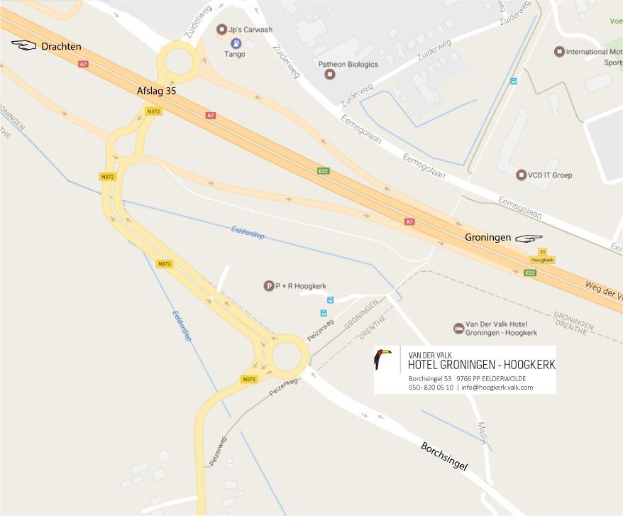 Routebeschrijving Ons hotel is zeer gemakkelijk bereikbaar met de auto en het openbaar vervoer (P+R Hoogkerk).