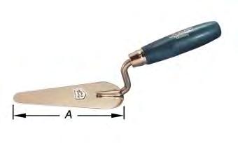 ouwgereedschap Outils du bâtiment.3 990 Kattentongtruweel, smal, roevrij aal, rechte hals = lengte = dikte Truelle langue de chat, étroite, en inox, col droit = longueur = épaisseur artikelnuer 40 50.