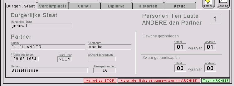 Menu Pers = naar hoofdmenu Intro Historiek = historiek van de zendingen Zending = terug naar overzicht van de aangemaakte zending Volledige STOP of fusie.