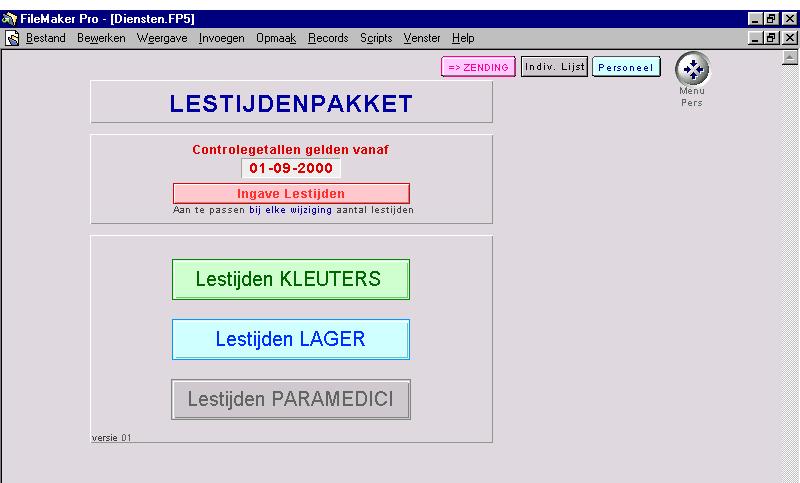 4.8. Controle lestijdenpakket : Controle lestijden via de knop Lestijden bovenaan op de