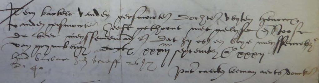 Meiseniersbrief Barbara van den Gersmoirtere 28 september 1532 Barbele vanden Gersmoirtere dochter wijlen