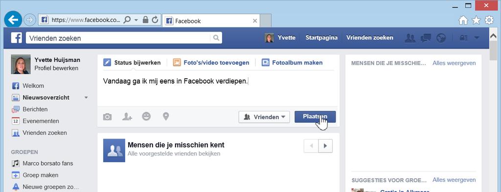 68 Werken met Facebook voor senioren Mogelijk wordt gevraagd met wie u