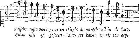 102 Klachte over de boosheit en sorgeloosheit deser eeuwe. Men kan dit singen na de Musijke, ende andere aengewesene Sanghwijsen, gestelt op onse Gesangh; Gantsch weynigh zijn de dagen van mijn leven.