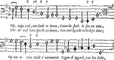 17 [Ghebedt om meerder aendachtigheyt... (vervolg)] Dat op de Zee der werelt drijft, En door sterke storrem - winden Kan nergens eenen haven vinden, Waer 't in de rust en stilheit blijft. Psal. 107.