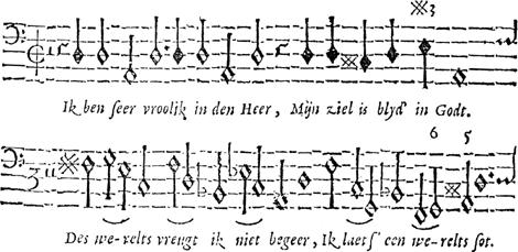 35 [Avond-Gesangh (vervolg)] Soo dat ik niet en vall' of glisse Op mijne wegen hier noch daer.