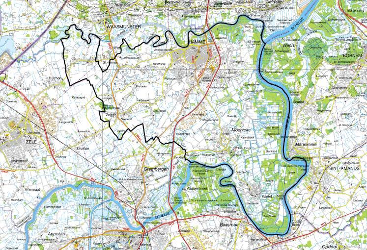 3 Situering en beschrijving van het plangebied 3.1 Situering De gemeente Hamme is gelegen in het oostelijk deel van de provincie Oost-Vlaanderen.