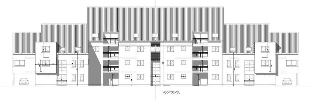 Dynamiek in het plangebied Figuur 24: Voorontwerp sociaal woningbouwproject Kerkstraat-Kaaistraat-Schoolstraat : inplantingsplan en gevelzichten