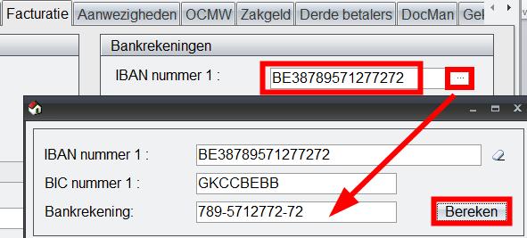 Tabblad Facturatie:! Tonen van IBAN- rekening in plaats van de bankrekening.