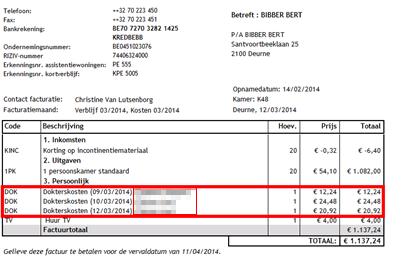 U ziet hier 3 prestaties, in het exportbestand, die gekoppeld zijn