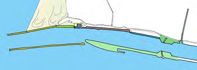 Kansen voor de ingenieurskunst Het thema Ingenieurskunst komt tot uitdrukking in de zone na de Maeslantkering. De natuurlijke oevers van de Maas gaan hier over in kanaaloevers, ingenieurswerk.