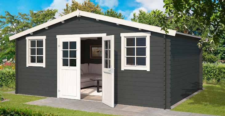 Tuinhuizen & Chalets Udo 300 Udo Carbon Grey 28mm 480x300cm 13.97 M3 31.5 256cm 194cm 10cm 15 1009535 Udo 300 (onbehandeld vuren) 1.895,00 1009599 Udo 300 geïmpregneerd (olijfgroen) 2.