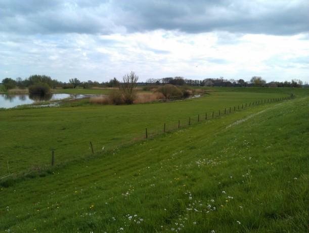 Hier wordt vanuit het dorp gewandeld. Er is een verbinding tussen de dijk en het graspad via 3 dijkopgangen in het zuiden, noorden en halverwege van Bentickswelle.