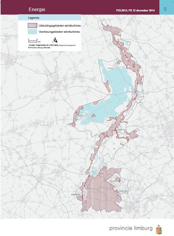 Figuur 1 Uitsluitings- en voorkeursgebieden voor windenergie (POL2014) De uitsluitingsgebieden en voorkeursgebieden zijn aangegeven op bijgevoegde kaart.
