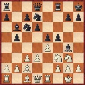 aanval met 12...f5!? 13. exf5 Lxf5 14. Pxf5 Txf5 15. d4 Tf8 16. Pg5 Df6. De aanval is van kleur veranderd, wit maakt het hier mooi af. Lorena Kalkman pakt hier mooi de overwinning! 17. Pxh7! Dxf2+ 18.