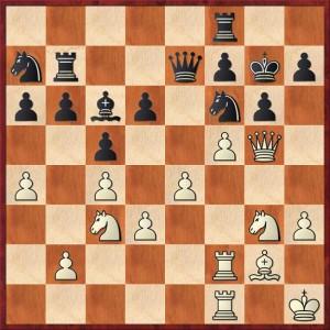 In onderstaande stelling speelde Diego met wit 27.fxg6 fxg6 28.Pf5+!; 1-0. Nu het toernooi is geëindigd zien we Eelke en Liam met 8 uit 9 aan kop. Derk eindigt met 6,5 uit 9 op de derde plek.