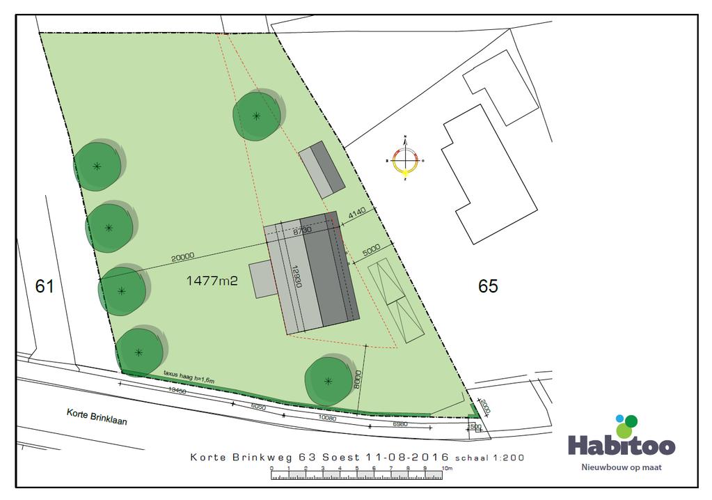 9 3 ONDERZOEKSGEGEVENS 3.1 Onderzoeksgebied Het plangebied is gelegen aan de Korte Brinkweg 63 te Soest. De woning bestaat uit twee bouwlagen met verblijfsruimten en een zolder.