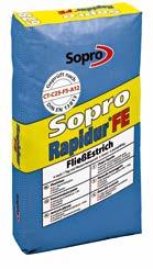 De bindmiddelen Sopro Rapidur B1 turbo, Sopro Rapidur B3 en Sopro Rapidur B5 alsook het kant en klare droge mengsel Sopro Rapidur FE maken de vervaardiging van een zeer snel af te werken