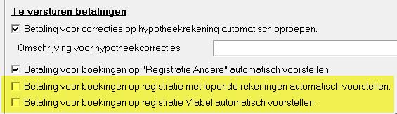 Ook de tekst(en) die vermeld worden op de factuur voor de registratie en de registratie Vlabel kunnen hier worden ingesteld.