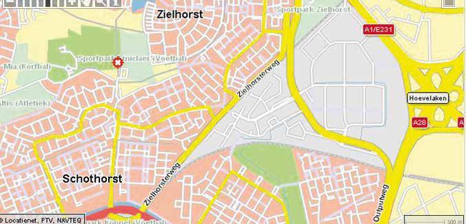 Routebeschrijving Vanuit richting Amsterdam - Afslag Amersfoort Noord (13) (A1) - Stoplichten links af - 3e stoplichten