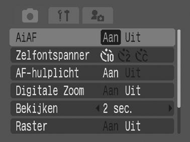 Verschillende modi voor scherpstellen gebruiken Opnamemodus U kunt, afhankelijk van de AiAF-instelling, kiezen tussen de volgende twee scherpstelmethoden.