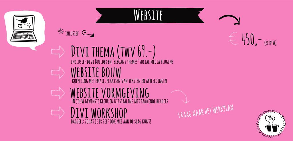 website bouwen & vormgeven! Joehoe! Jij wil een nieuwe website! Om dit zo duidelijk en goed mogelijk van start te kunnen laten gaan ben ik heel nieuwsgierig naar je plannen!