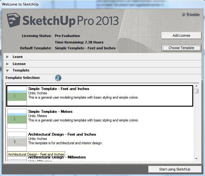 4 Tekenen van het 3D-model Start Sketchup Klik op Choose Template.