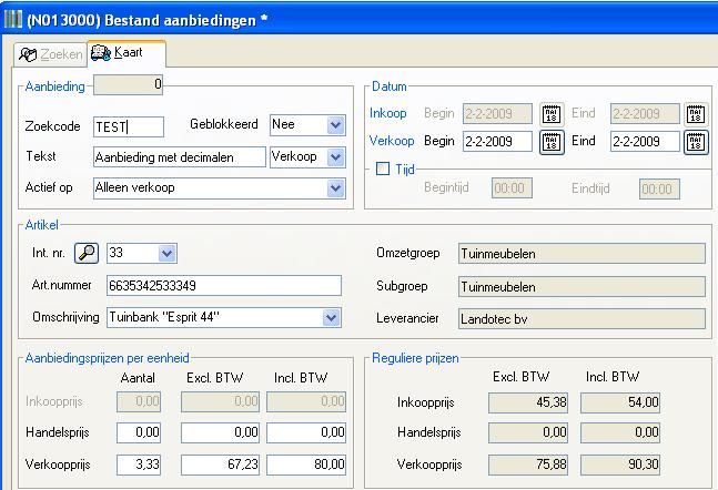 7.6 Product Aanbiedingen met decimale aantallen Het is in deze versie weer mogelijk om aanbiedingen in te voeren, die gelden vanaf bepaalde aantallen, waarbij