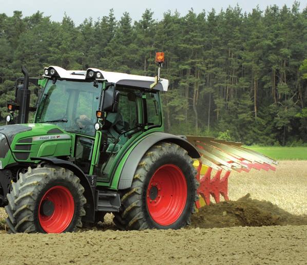 Traploze Variotransmissie van 70 tot 110 pk maximaal vermogen Gunstig leeggewicht van 3870 kg (Fendt 209 Vario) Handzame afmetingen en maximale wendbaarheid Geringe bouwhoogte Uitstekend overzicht