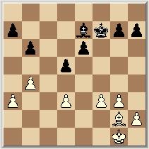 weken voor komt in mijn partijen. Voor de andere twee zie hetzelfde clubblad. 32, b5! En het is gelijk duidelijk, dat dit eindspel voor wit totaal verloren staat. 33. Kf2, Lf6 34. Ke3, Lb2 35.