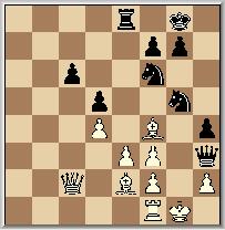 26., Txd1+ 27. Txd1, a5 Wit kan kiezen: 28. Tb1, 28 Ld2, 28. c5 allemaal beter dan, hoewel zwart in ieder geval beter blijft staan: 28. bxa5??, Dxa3.