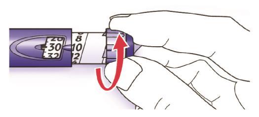 Indien er geen insuline uit de punt van de naald komt, controleer dan op luchtbelletjes en herhaal de veiligheidstest nog tweemaal om deze te verwijderen.