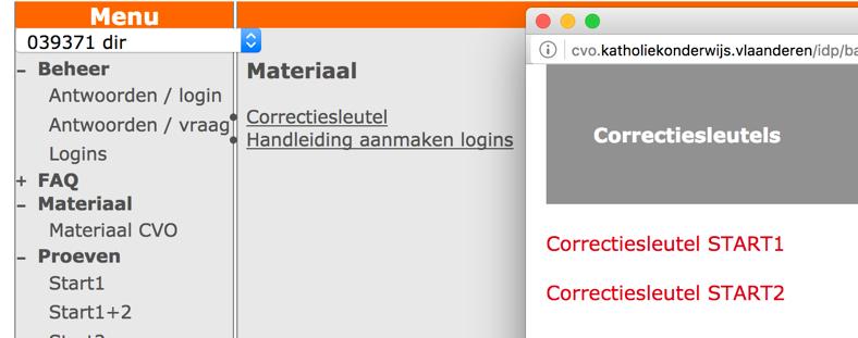 3.4 Correctiesleutel Via Materiaal Materiaal CVO kan je de correctiesleutel raadplegen. 3.5 Rapporten Via de knop rapporten kan je een aantal rapporten afhalen die bijv.