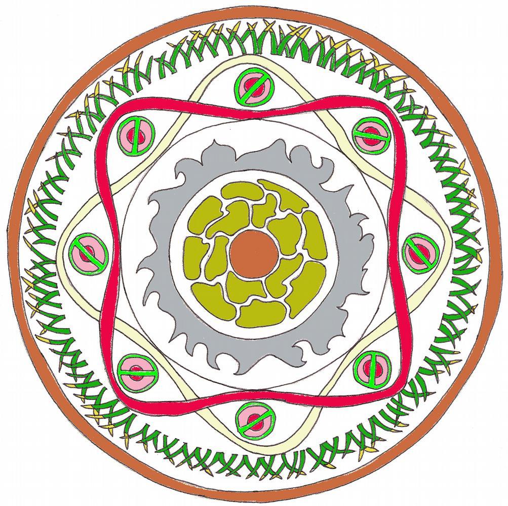 Cumarinen In bovenstaande mandala zijn de kenmerken van cumarinen symbolisch weergegeven.
