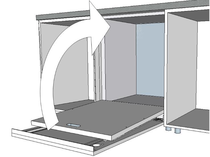 16. Open de vaatwasser deur en zet de aluminium