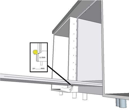 7. Open de vaatwasser deur totdat deze in volledig geopende positie is. Plaats een markering met potlood waar de vaatwasser deur stopt.