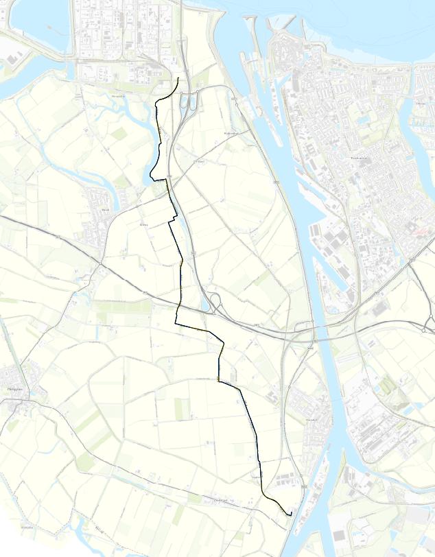 Figuur 1: tracé ondergrondse 150 kv-verbinding 3.5 Materiaal en legmethode In voorliggend bestemmingsplan is een dubbelbestemming (met belemmerende strook) opgenomen.