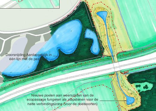 Figuur 4.9: Ecoduiker en passage onder de A59 De ecoduiker onder de A59 doorsnijdt de Aardappeldijk.