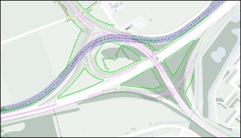 Nieuwe ligging kering Figuur 4.11: Nieuwe ligging van de compartimenteringskering van waterschap Aa en Maas, in rood gestippeld. De vorm volgt de ligging van de weg.