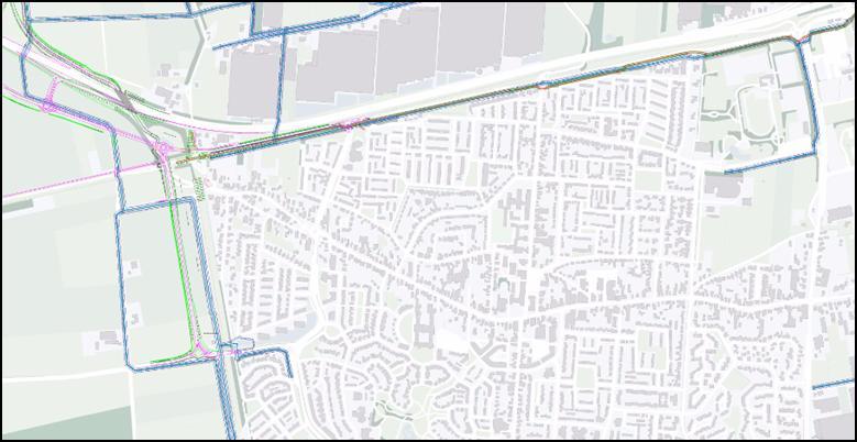 Ten westen van Drunen lozen twee overstorten uit het rioleringsstelsel (zie Figuur 6.6). De afvoer van deze overstorten mag niet worden belemmerd. In het huidige ontwerp is dit ook niet het geval.