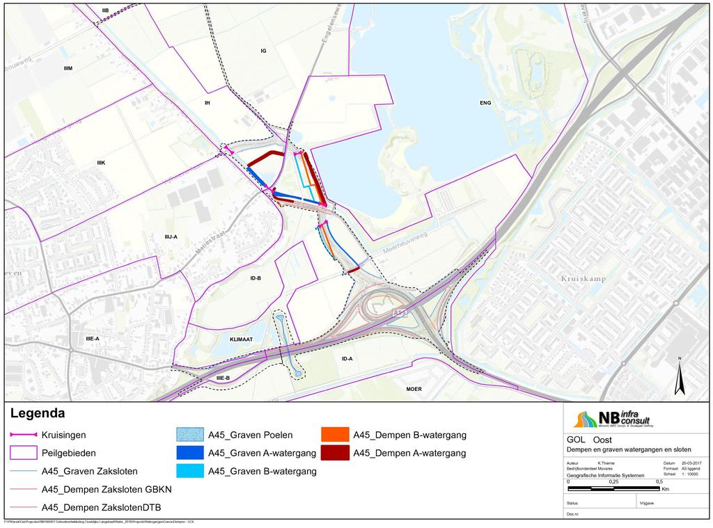 Bijlage III Kaart GOL Oost Dempen en te graven watergangen Noot: PIP-grens zal nog wijzigen o.a. als gevolg van de snelfietsroute Watertoets PIP GOL Oost en GOL West / Definitief / Versie 4.