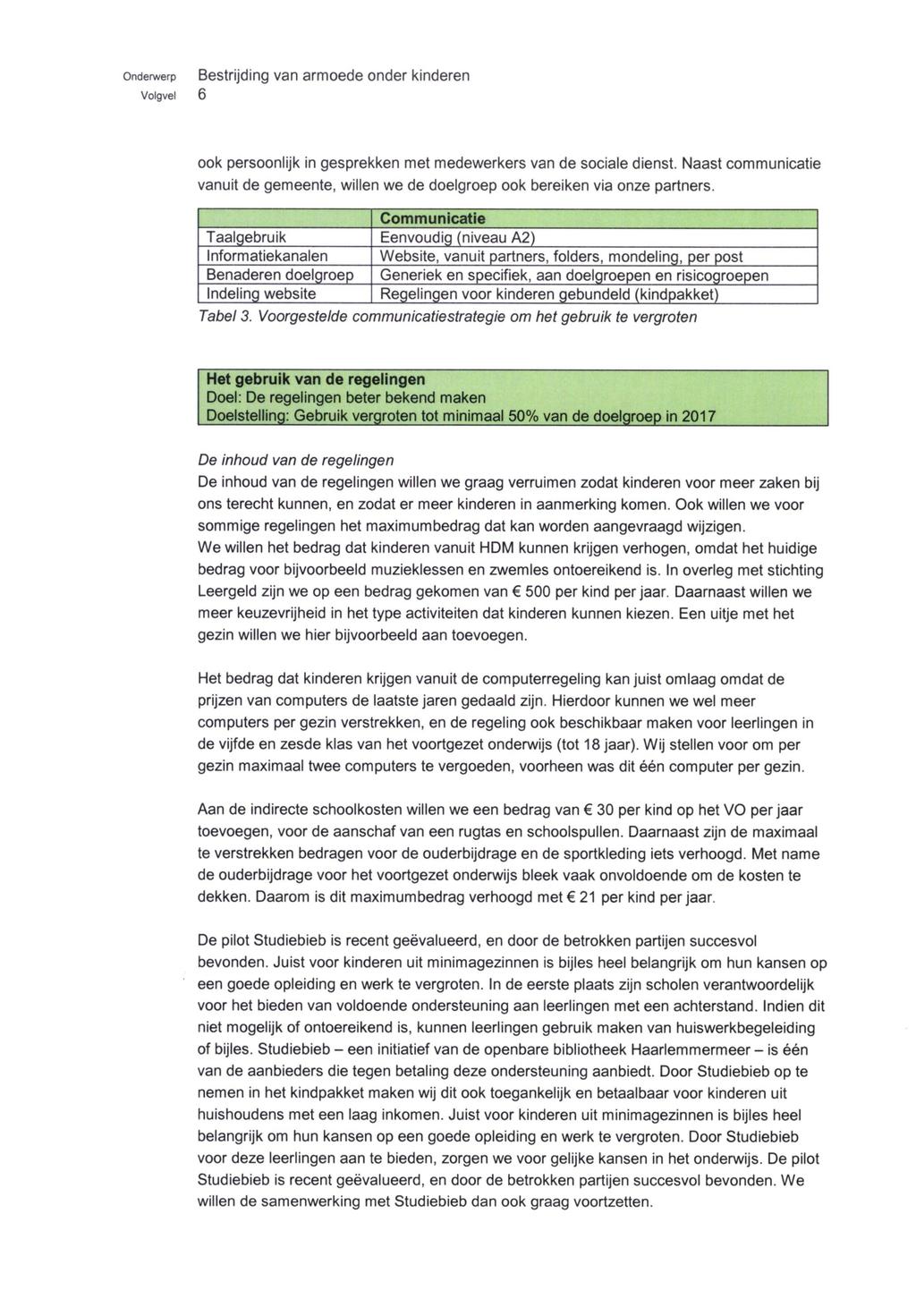 Volgvel 6 ook persoonlijk in gesprekken met medewerkers van de sociale dienst. Naast communicatie vanuit de gemeente, willen we de doelgroep ook bereiken via onze partners.