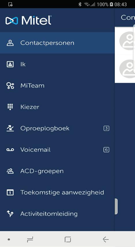 2. HET HOOFDSCHERM EN HOOFDMENU De app bestaat uit drie hoofdschermen: het hoofdmenu (links) het hoofdscherm het statusoverzicht (rechts) Je kunt de diverse