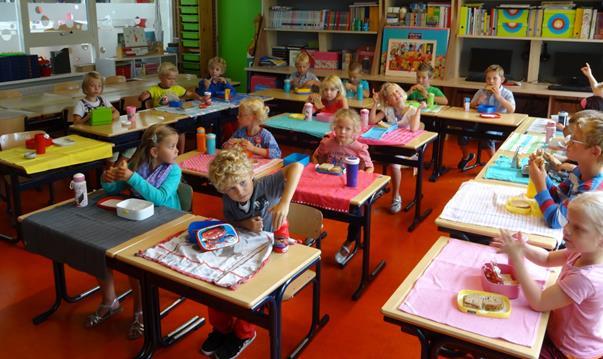 Vijf-gelijke-dagen model (vervolg) Regels en afspraken lunchpauze Bij het eten van de lunch horen een aantal regels of manieren die de leerkrachten en kinderen toepassen.